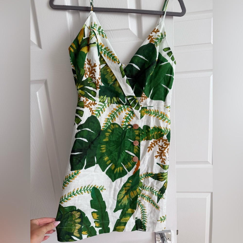 FARM Rio Green Leaf Print Dress